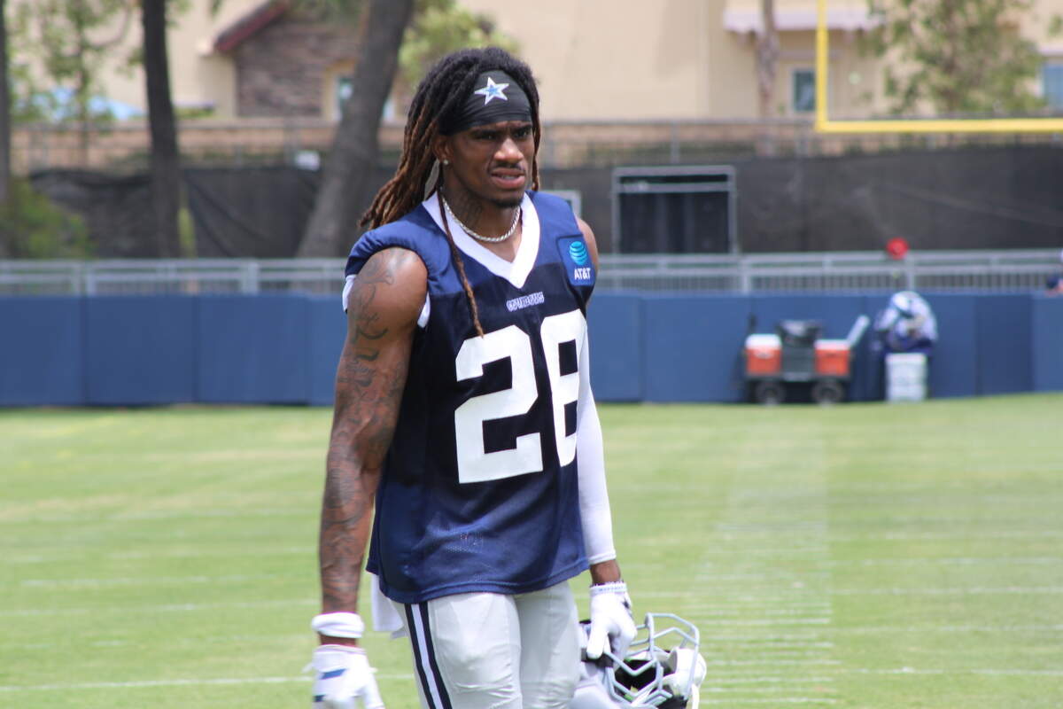 Dallas Cowboys cornerback Shavon Revel Jr. walks off the field after a training camp practice at the River Ridge Playing Fields in Oxnard, Calif. on August 3, 2026.